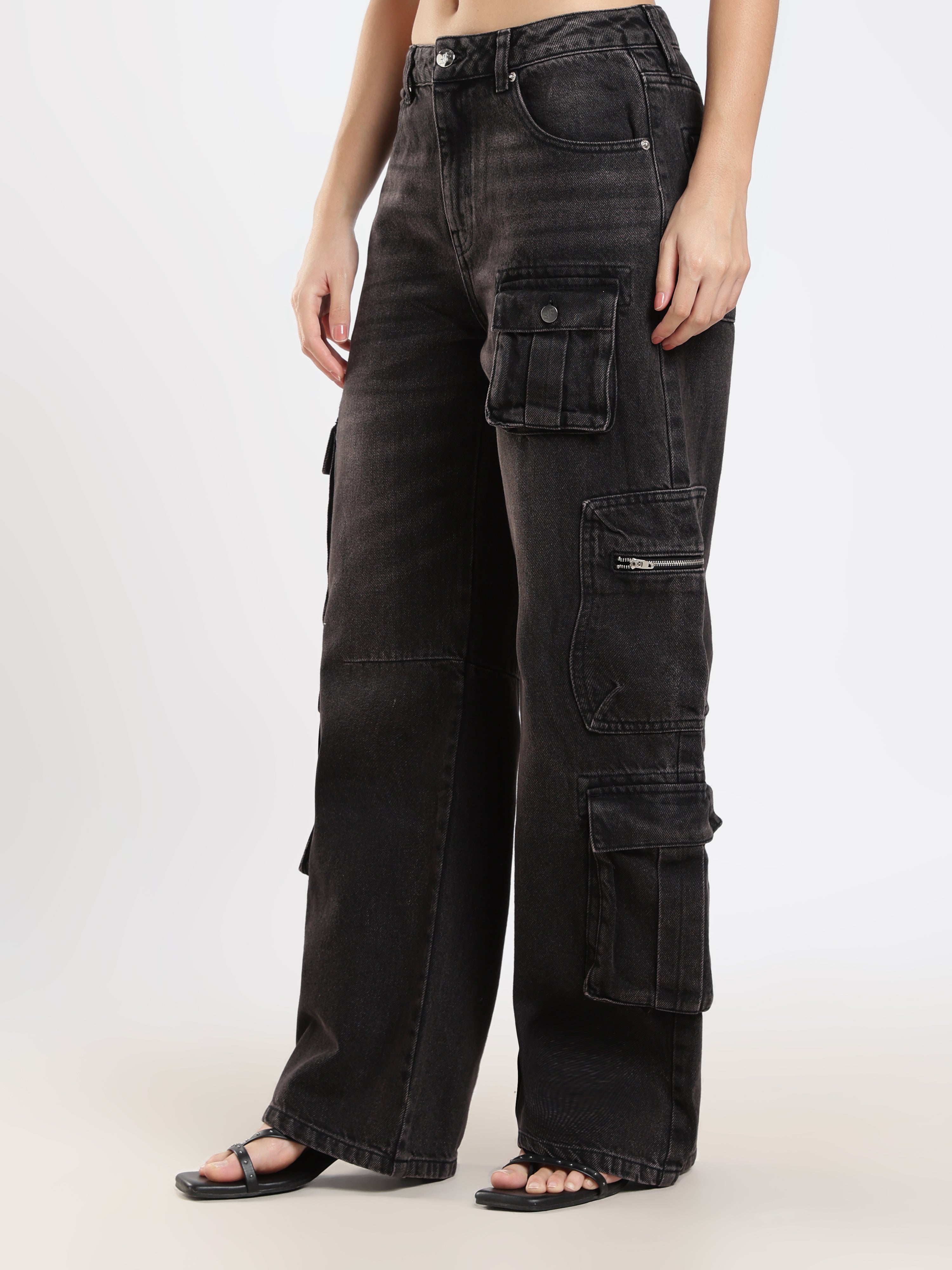 Black Wash Cargo Jeans