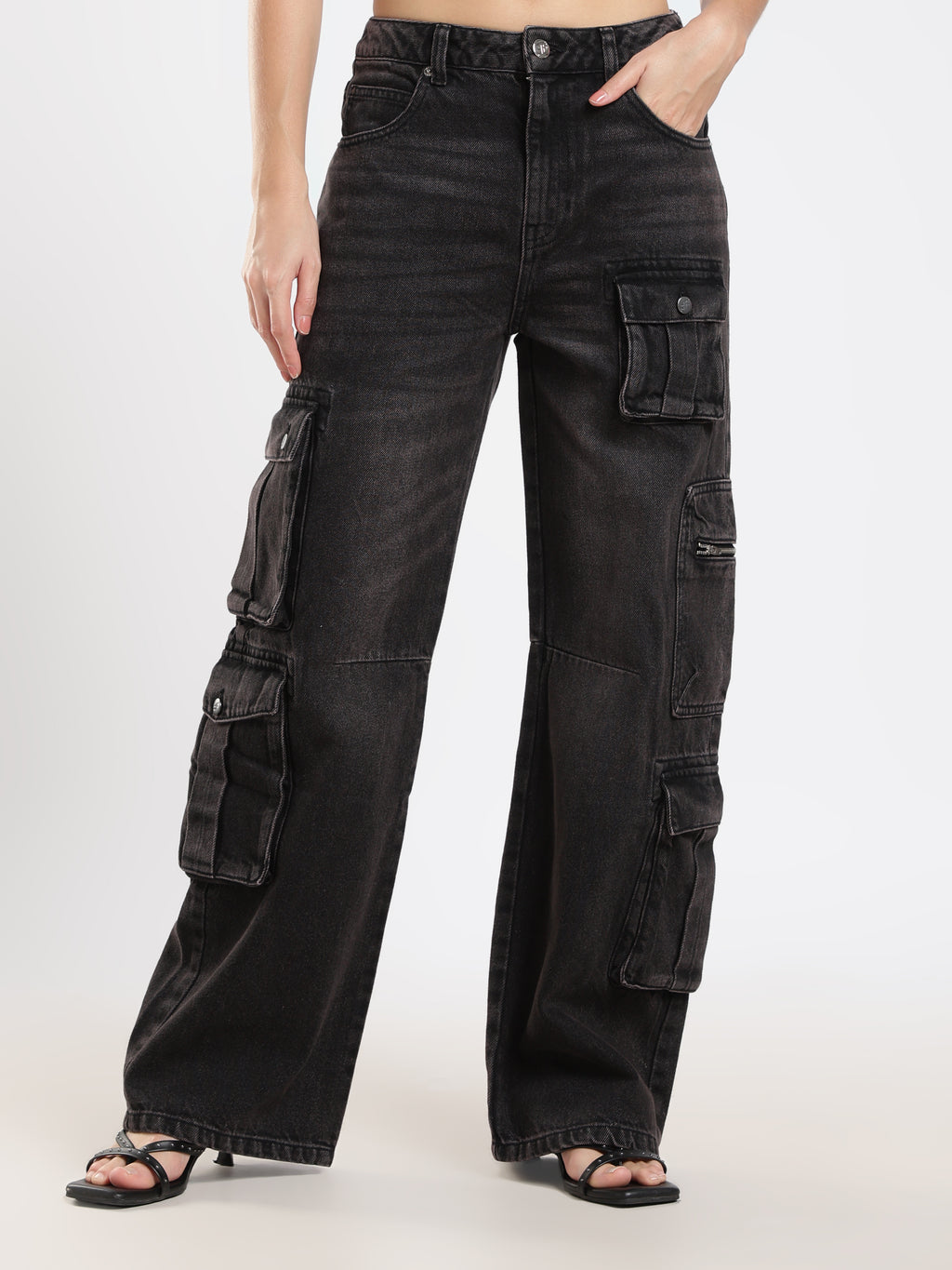 Black Wash Cargo Jeans
