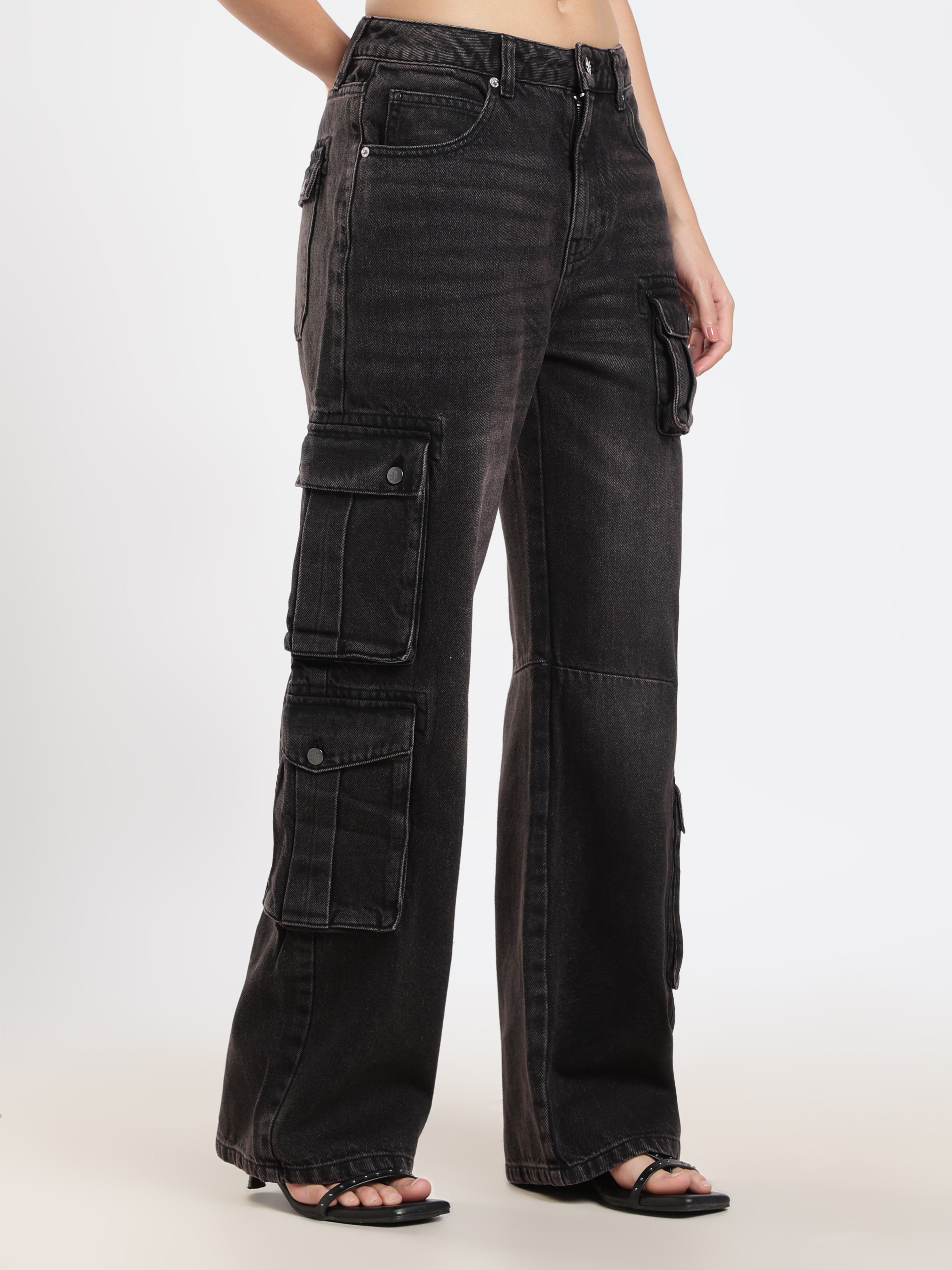 Black Wash Cargo Jeans