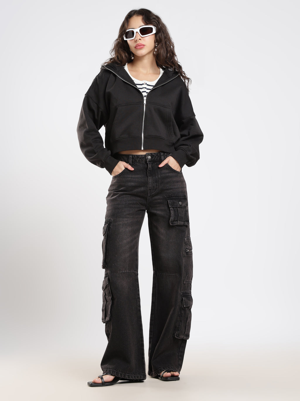 Black Wash Cargo Jeans