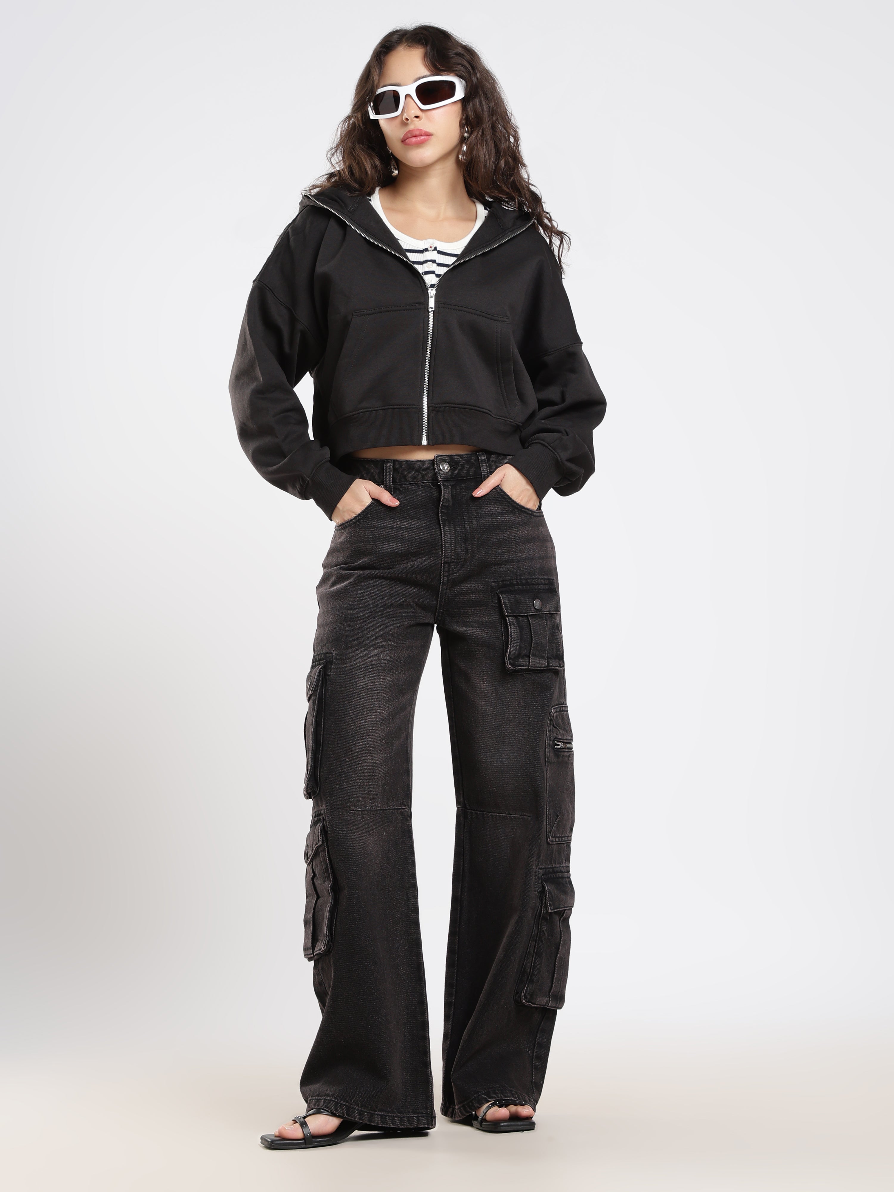 Black Wash Cargo Jeans