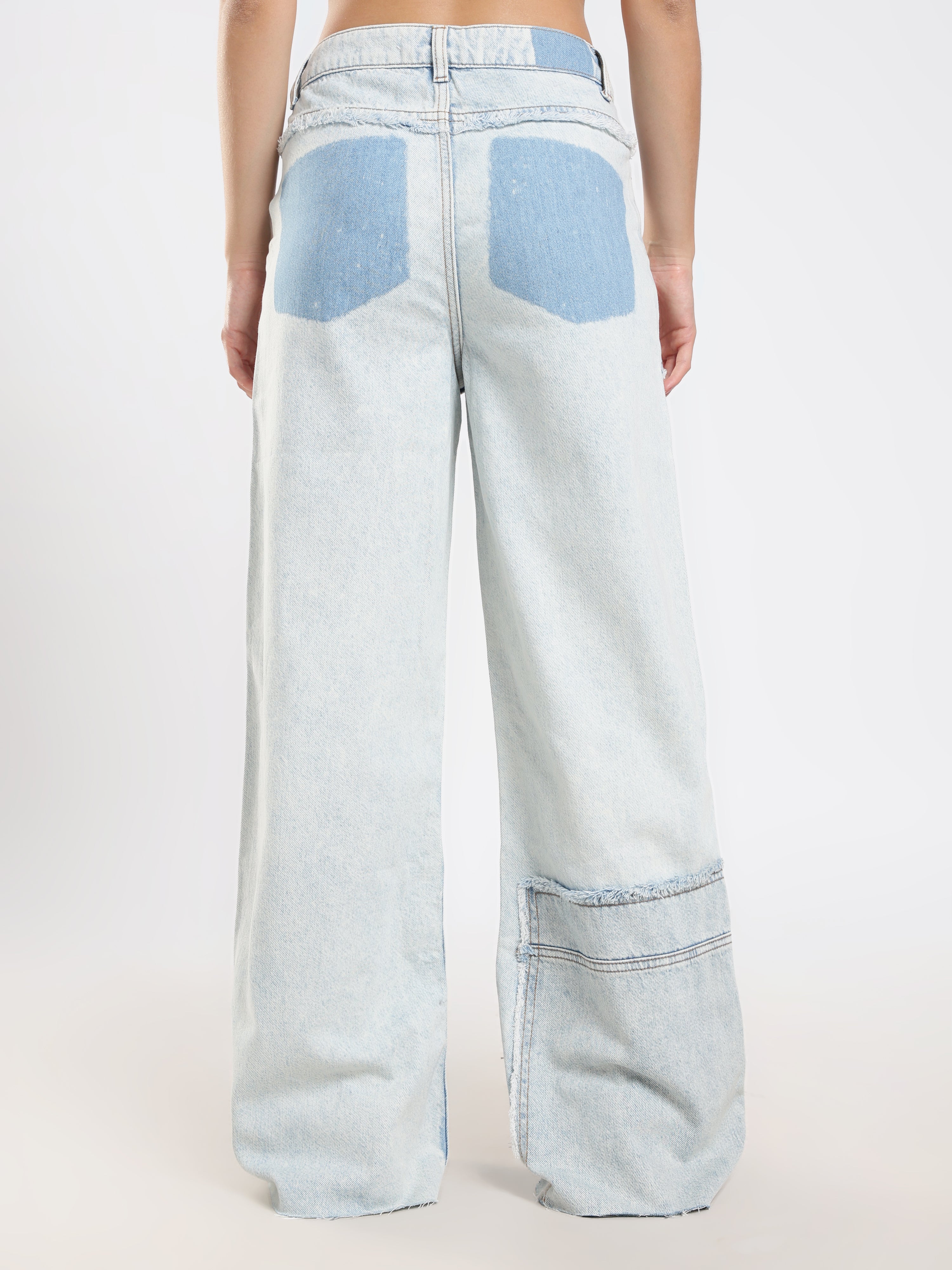 Light Wash Panel Denim Pants