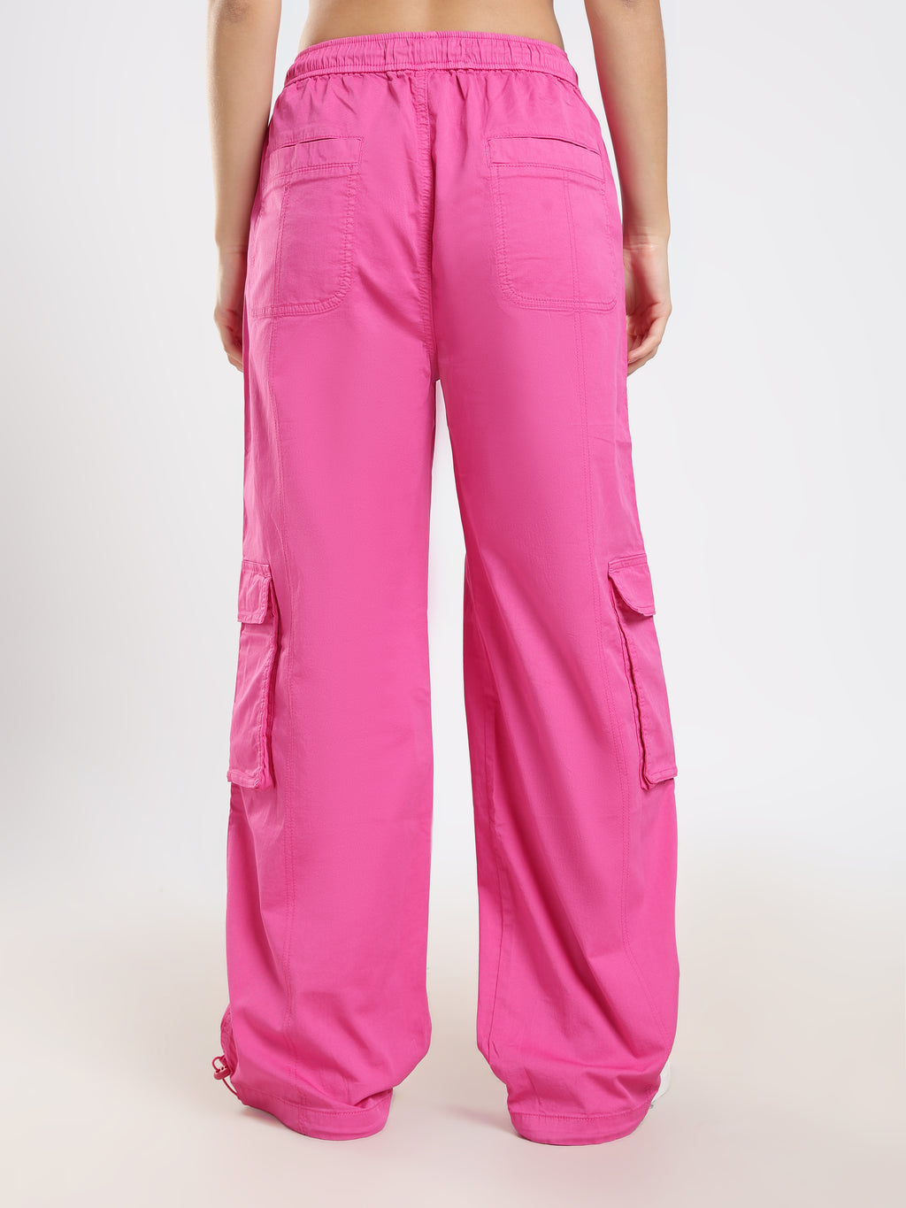 Pink Wide-Leg Cargo Pants