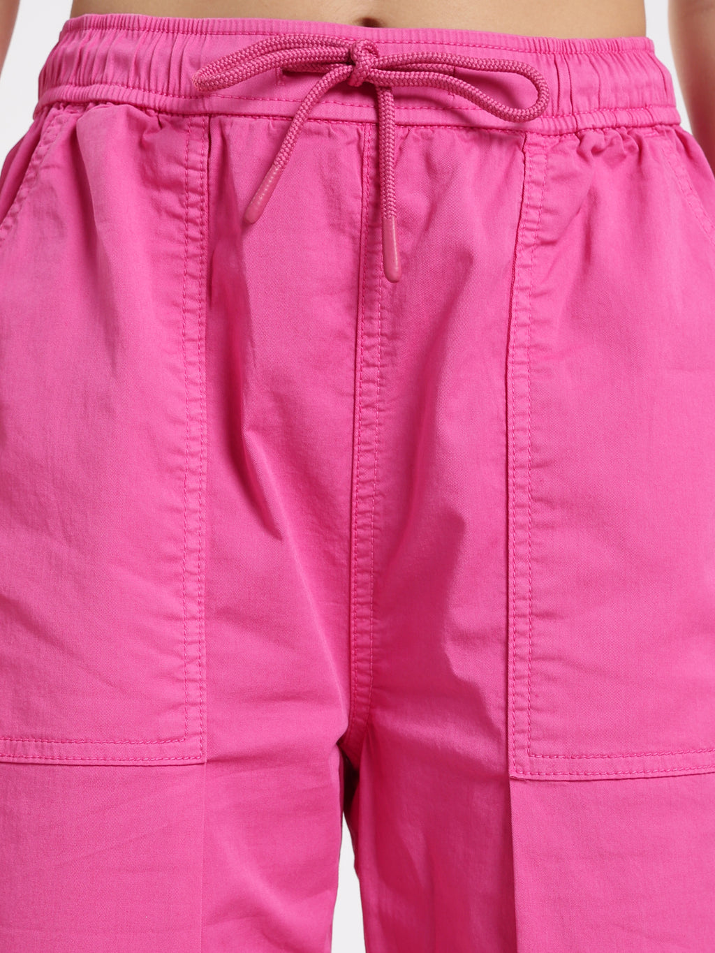 Pink Wide-Leg Cargo Pants