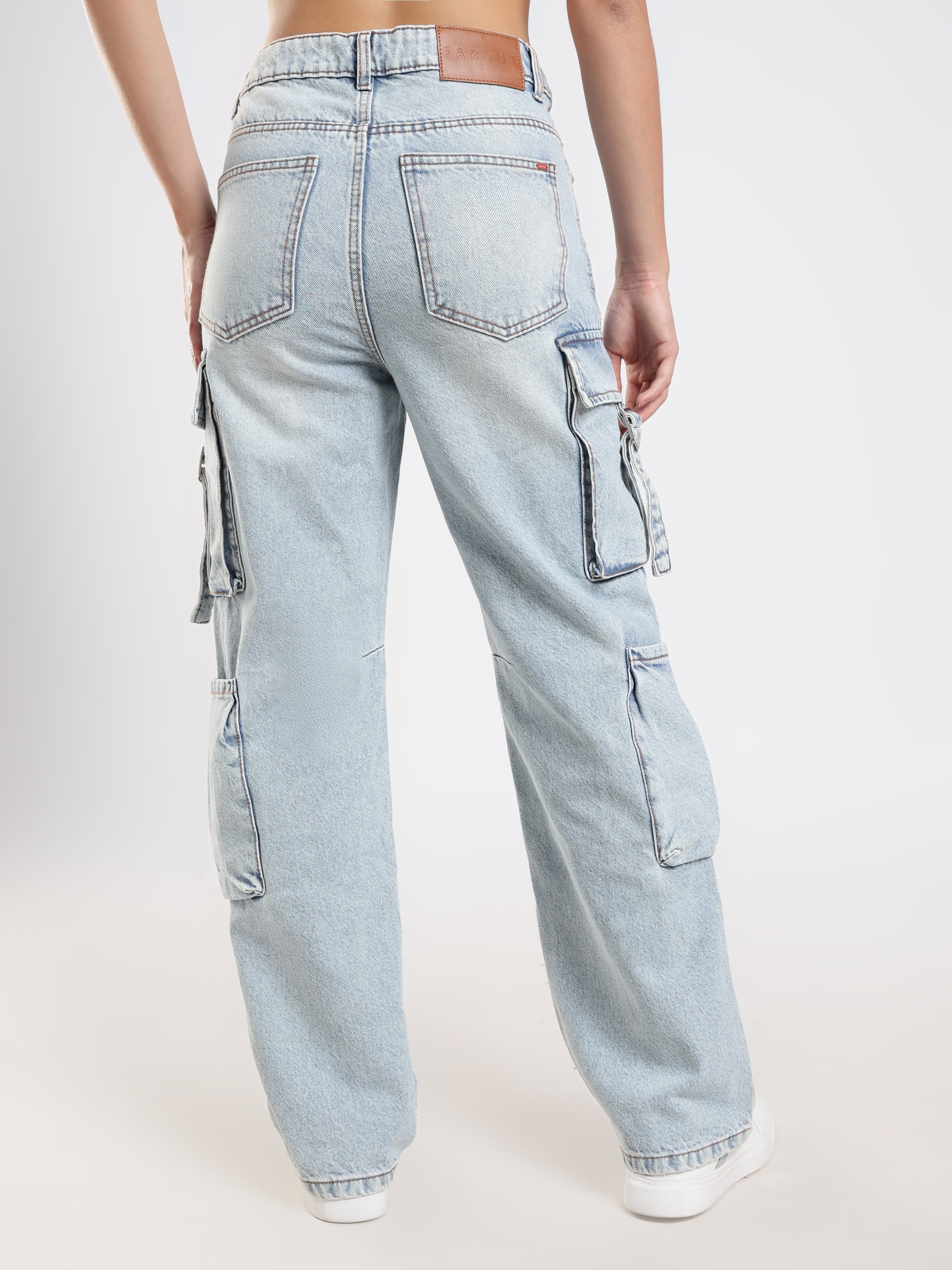 Light Wash Utility Cargo Jeans