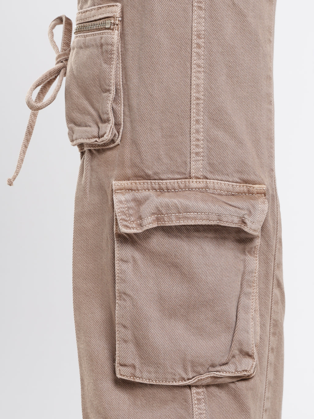 Beige Multi-Pocket Cargo Pants