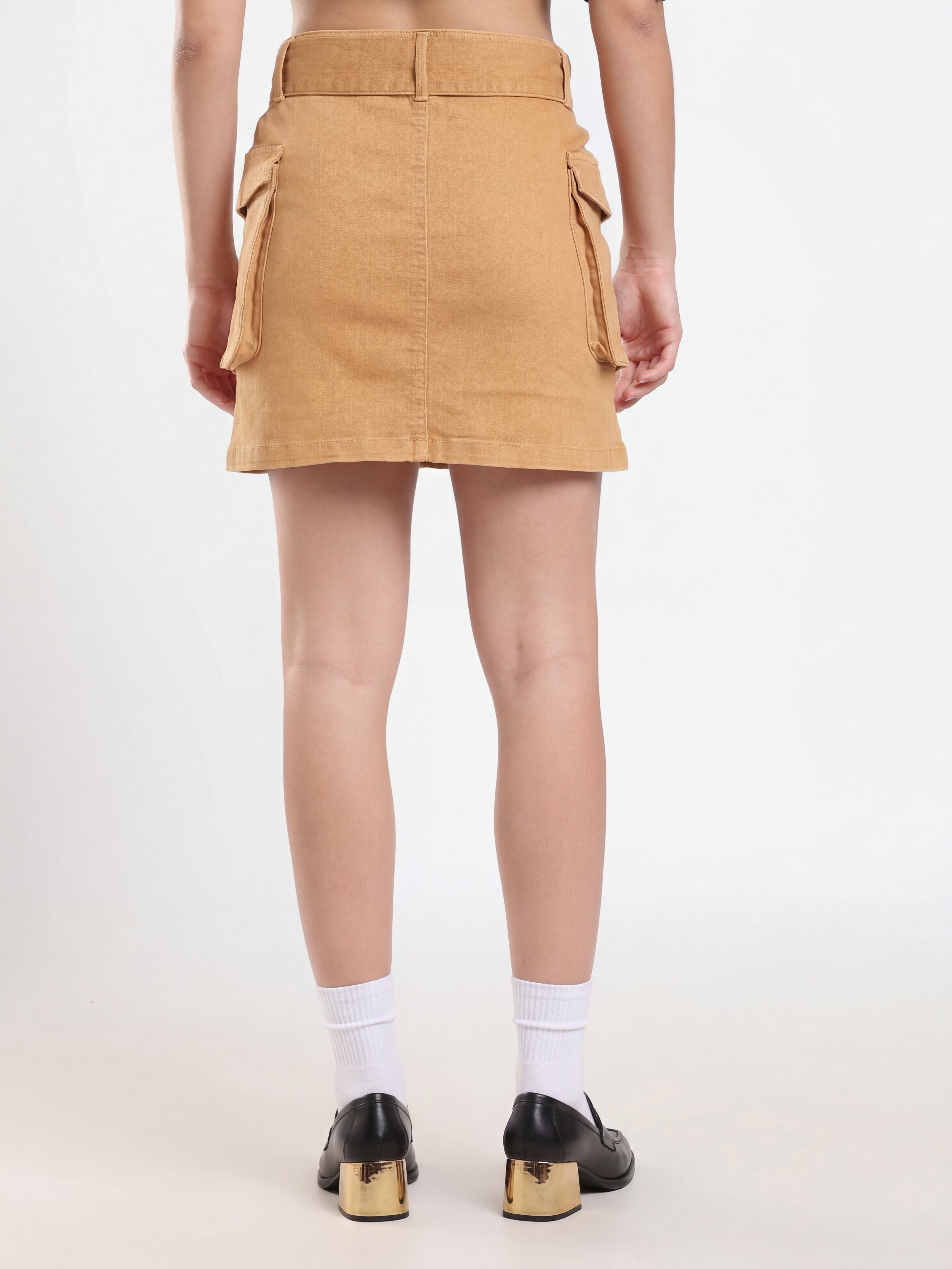 Mustard Cargo Mini Skirt