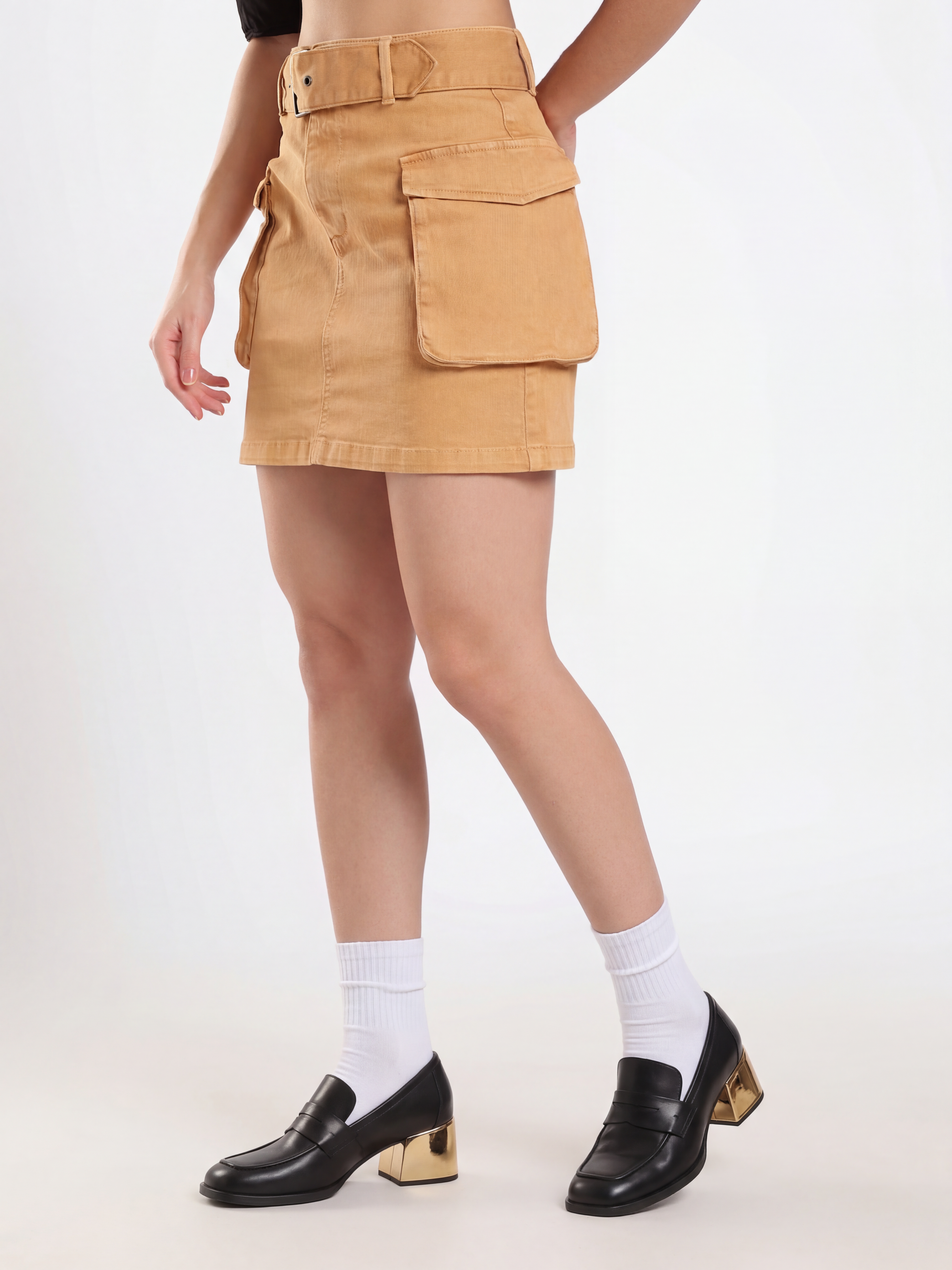 Mustard Cargo Mini Skirt