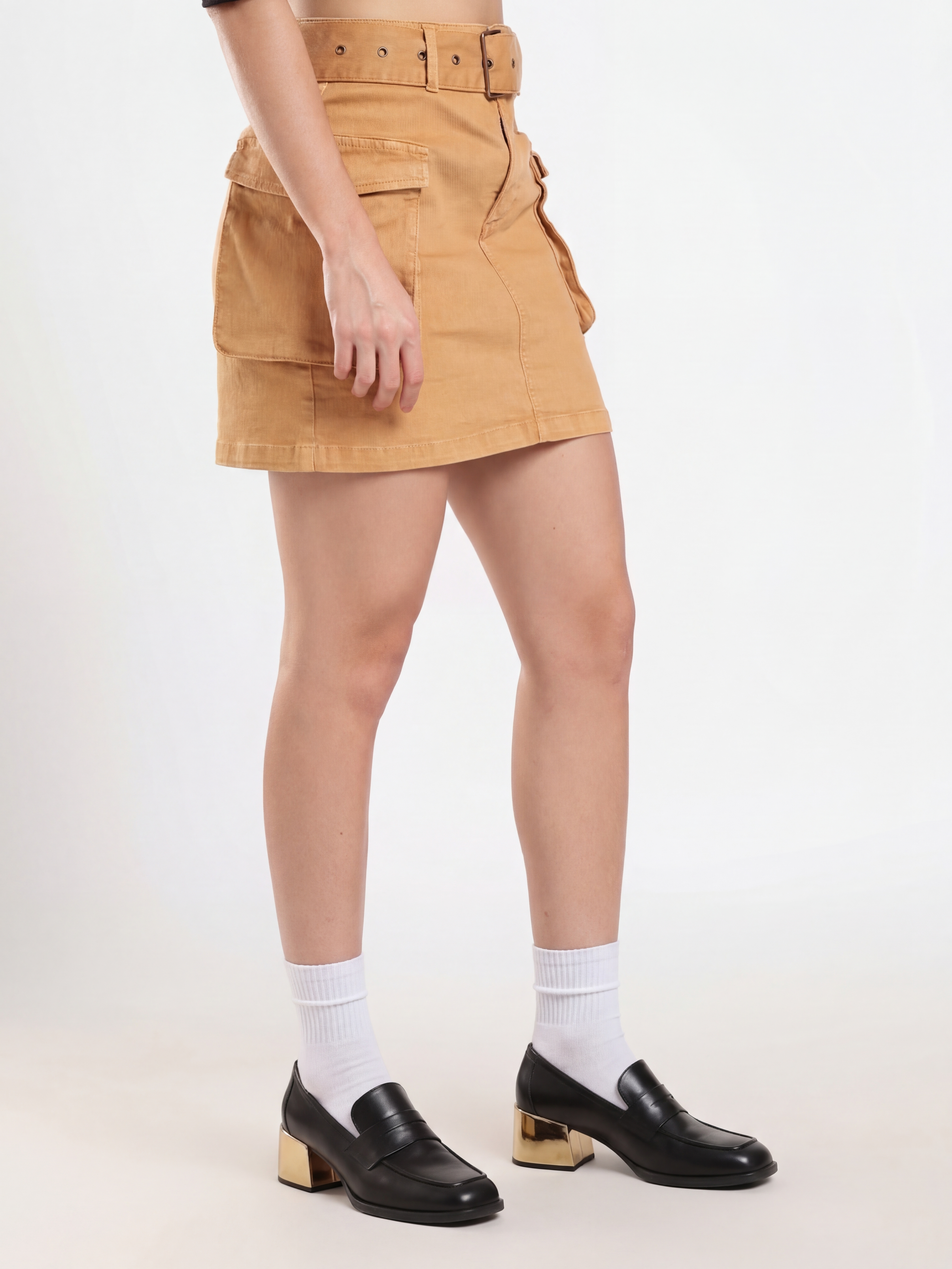 Mustard Cargo Mini Skirt