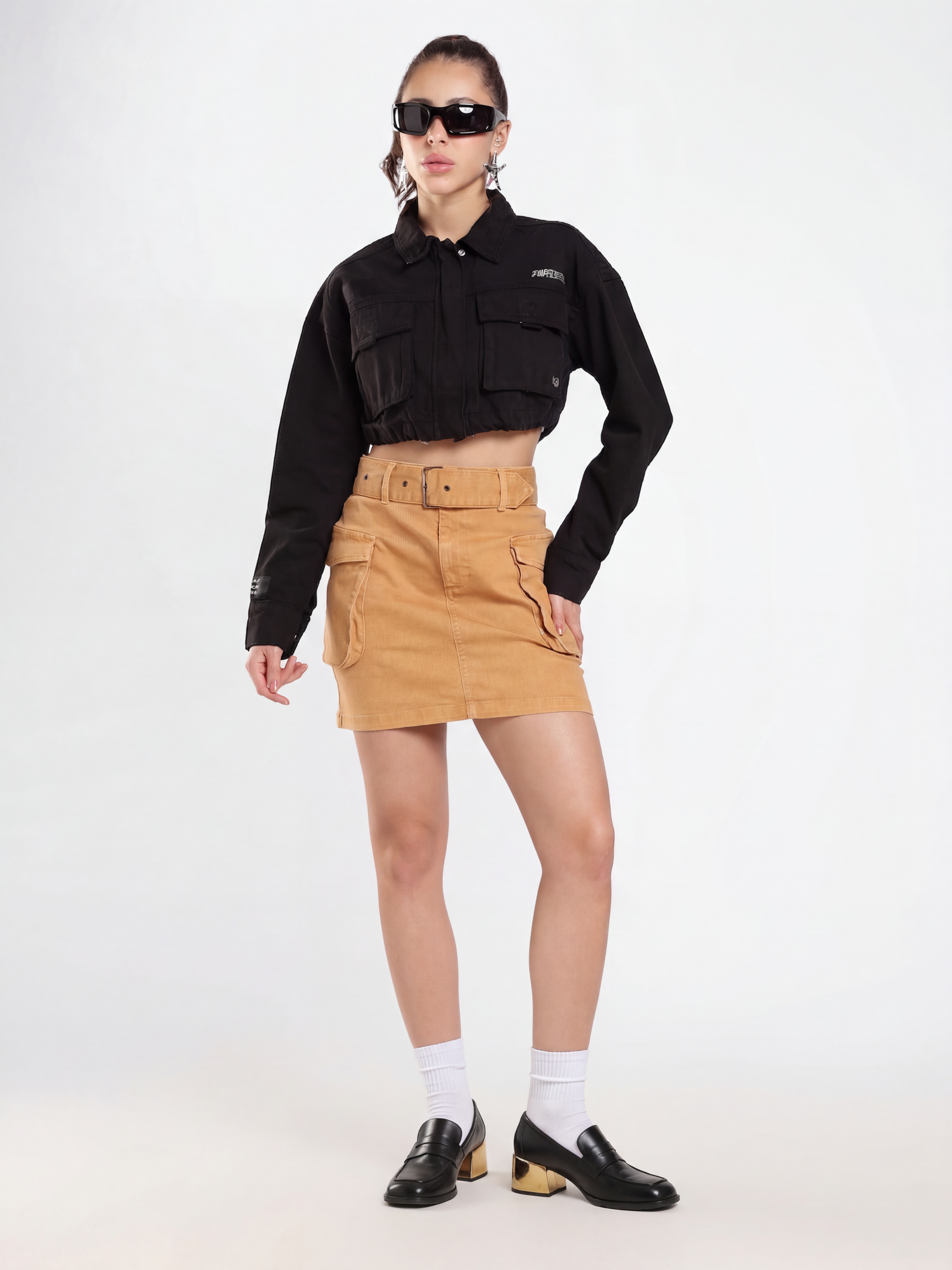 Mustard Cargo Mini Skirt