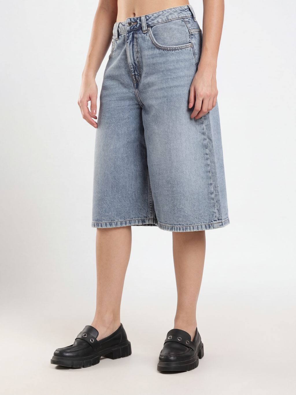 Stonewashed Denim Bermuda Shorts