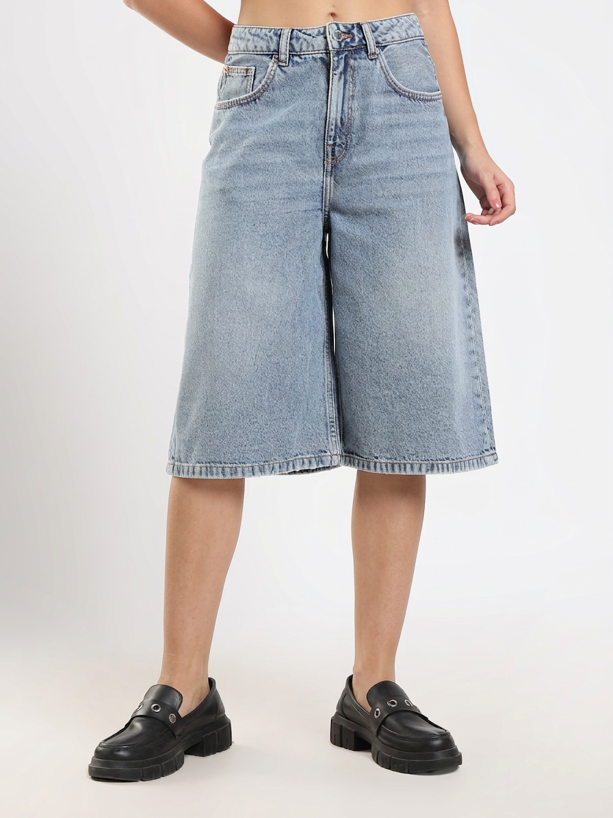 Stonewashed Denim Bermuda Shorts