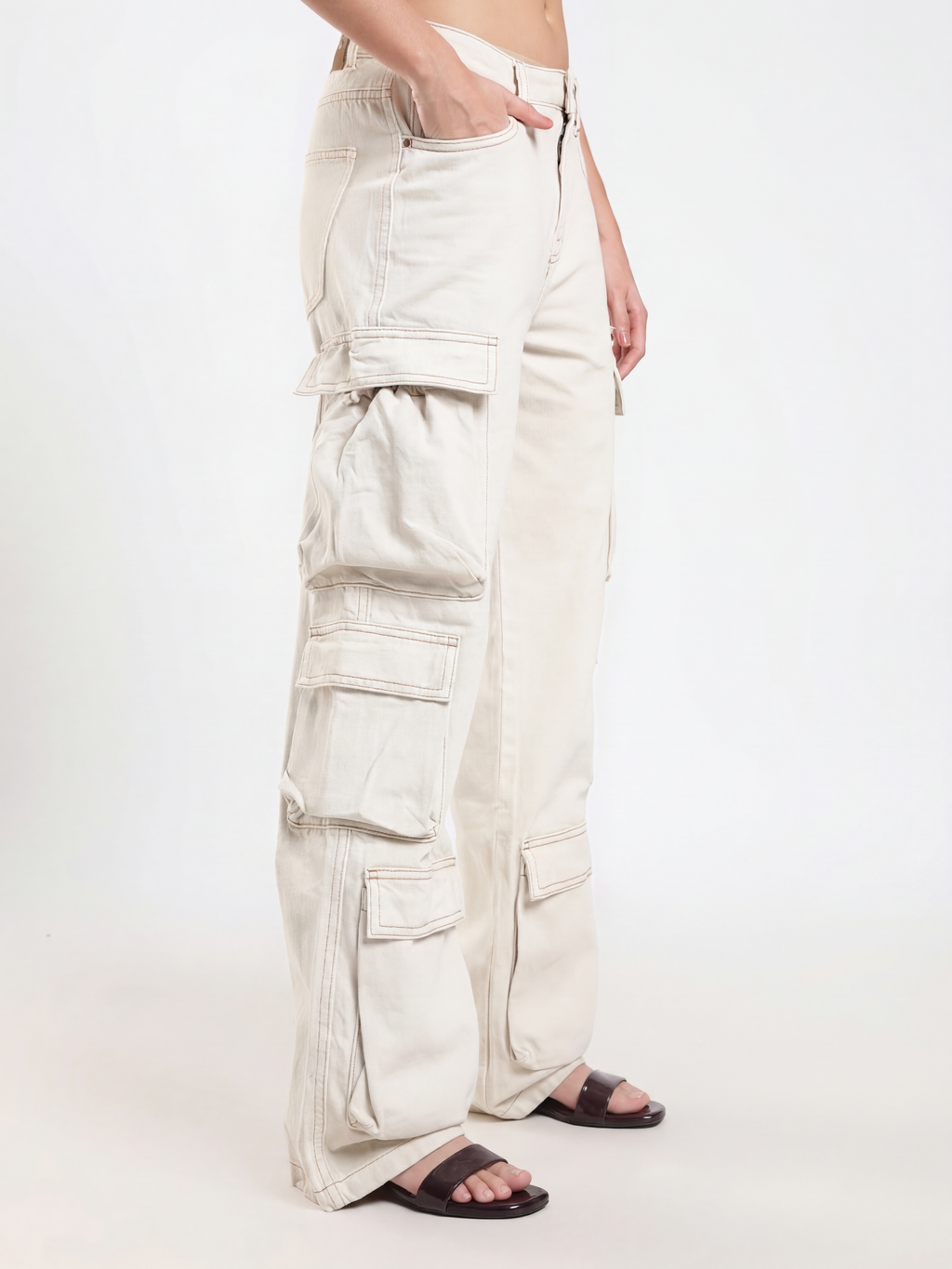 Cream Cargo Pants