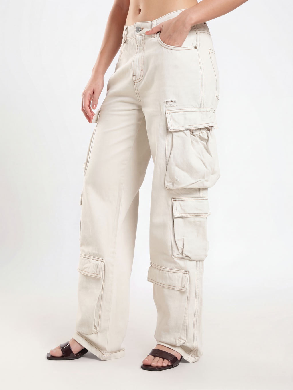 Cream Cargo Pants