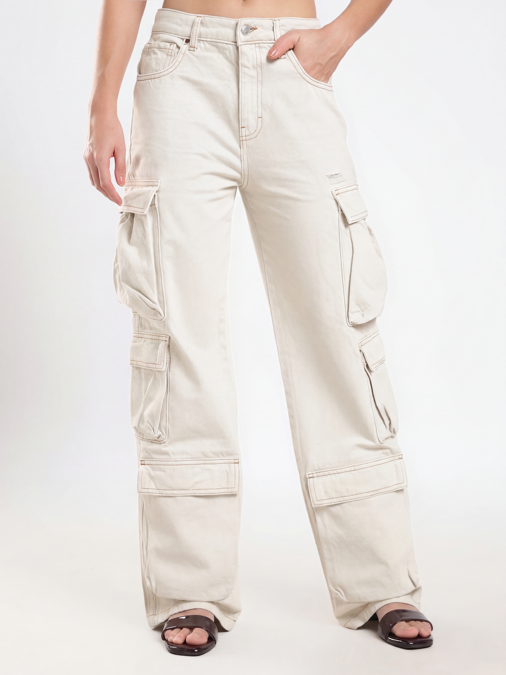Cream Cargo Pants