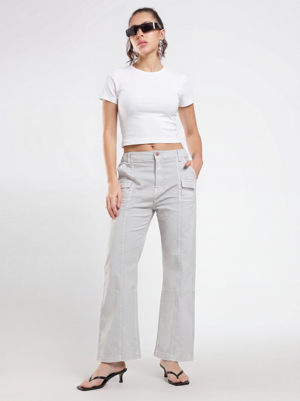 Light Grey Slim Cargo Pants