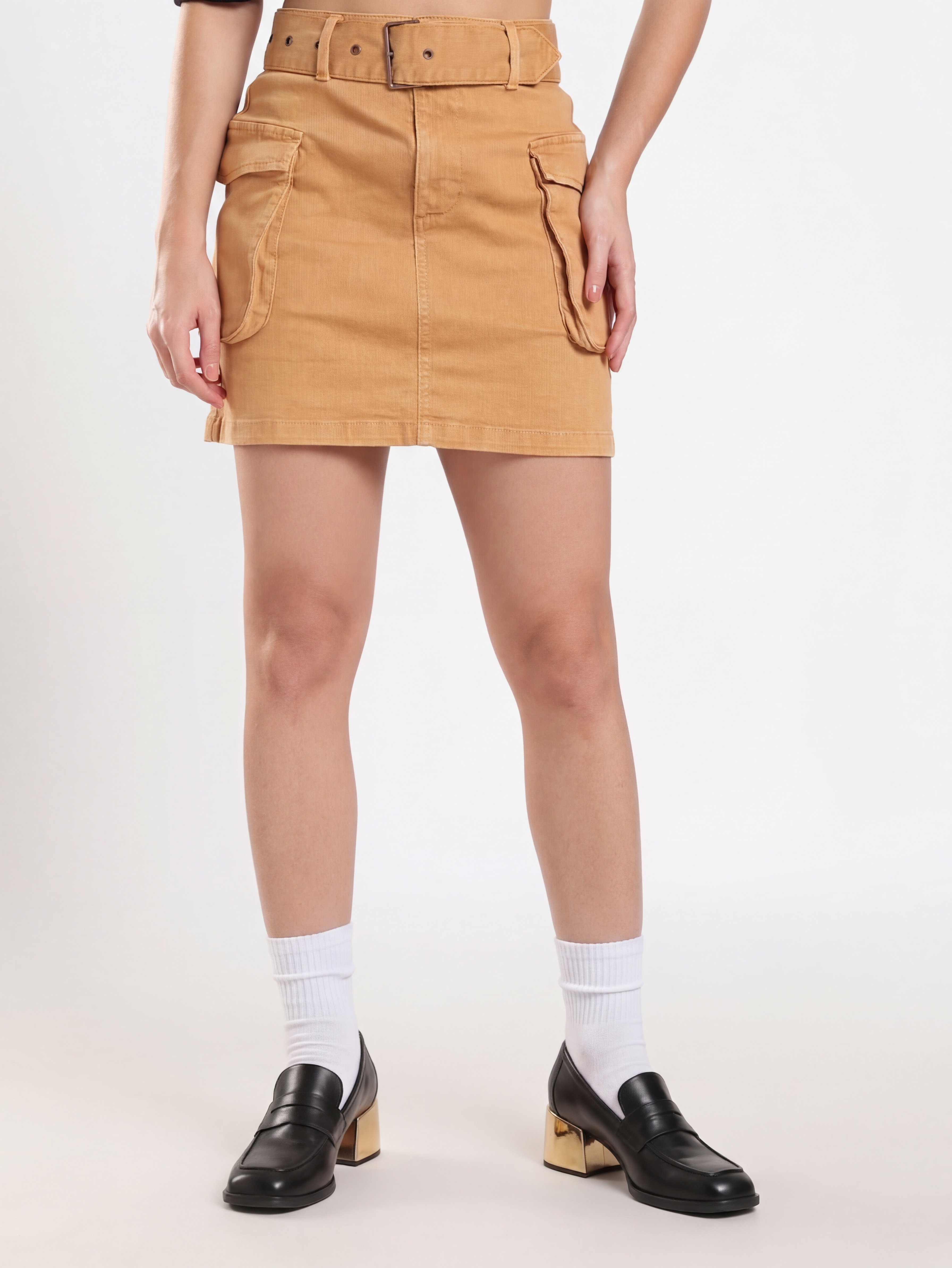Mustard Cargo Mini Skirt